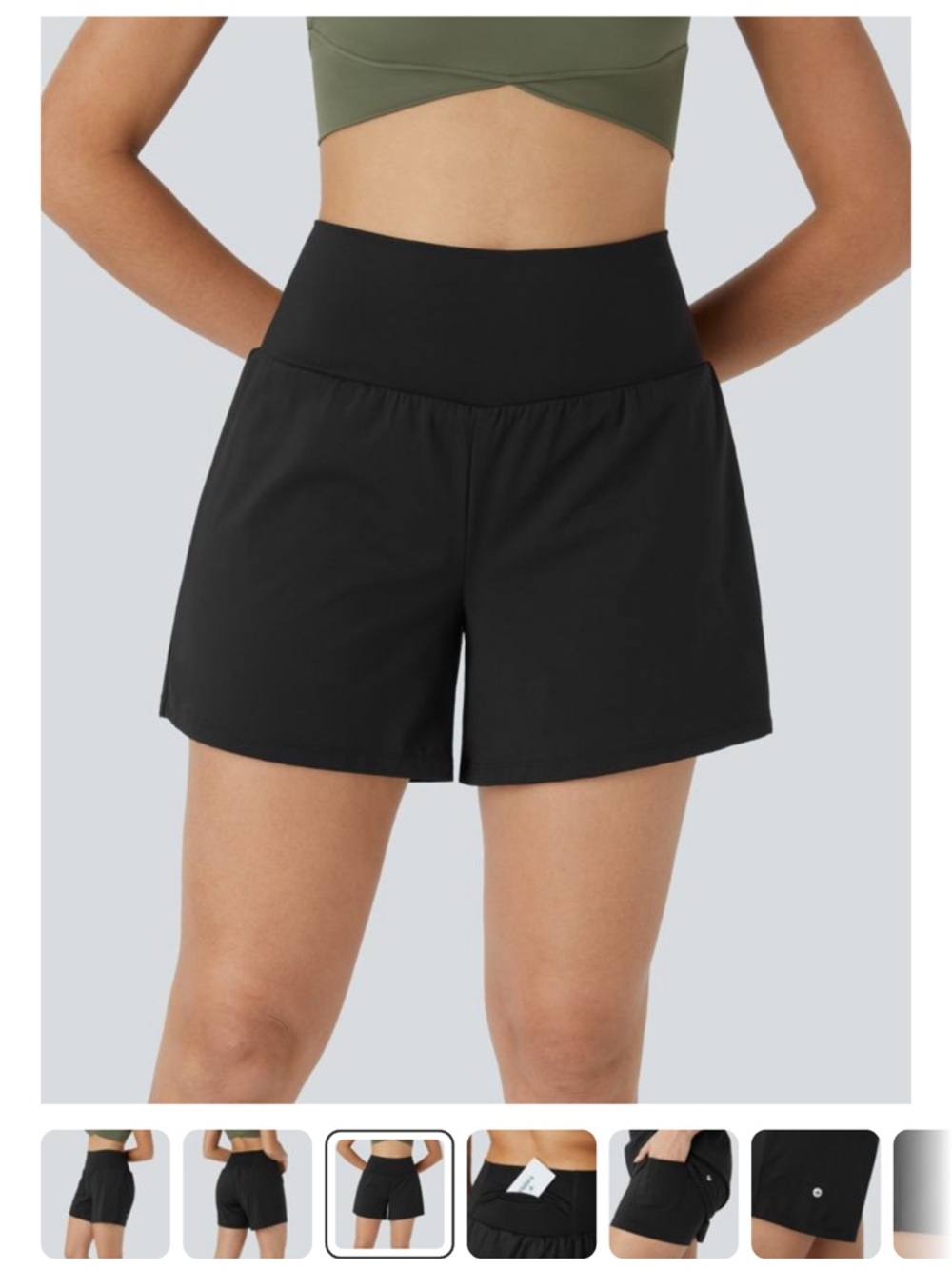 High-Waist Black 2-in-1 yoga shorts